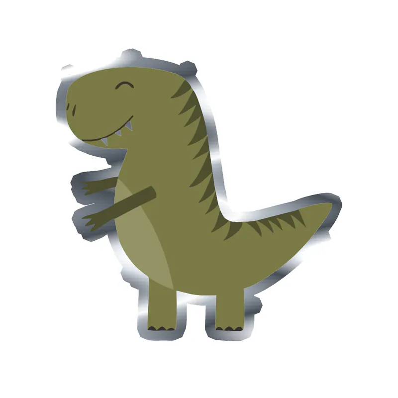 Dinosaur - Silver Chrome Vinyl Sticker - Custom Size