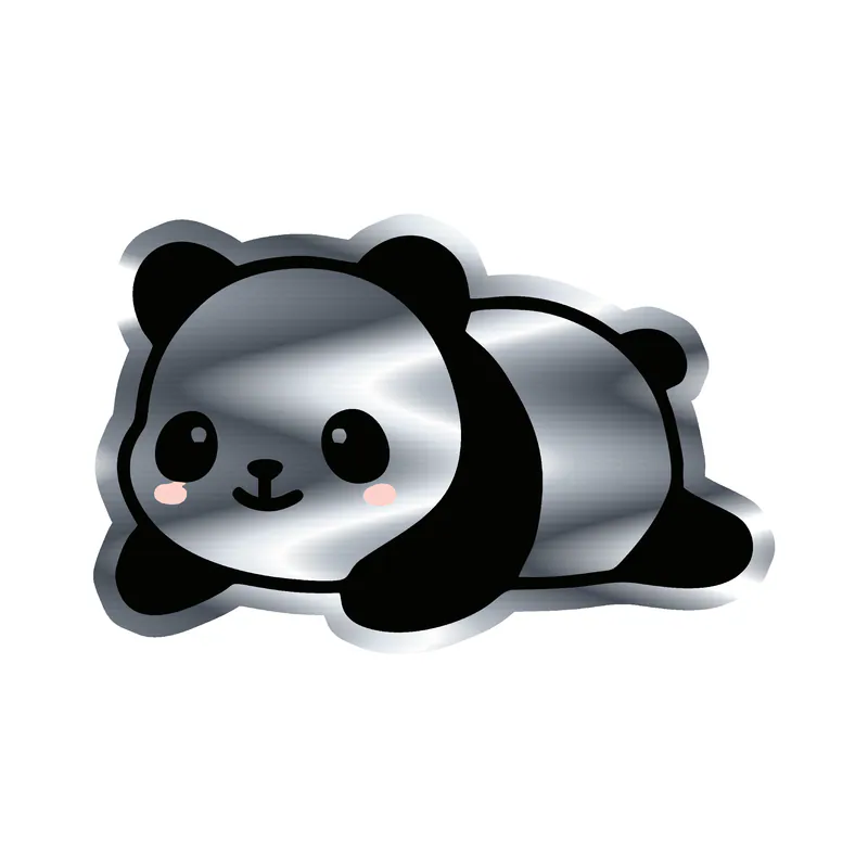 Panda - Silver Chrome Vinyl Sticker - Custom Size