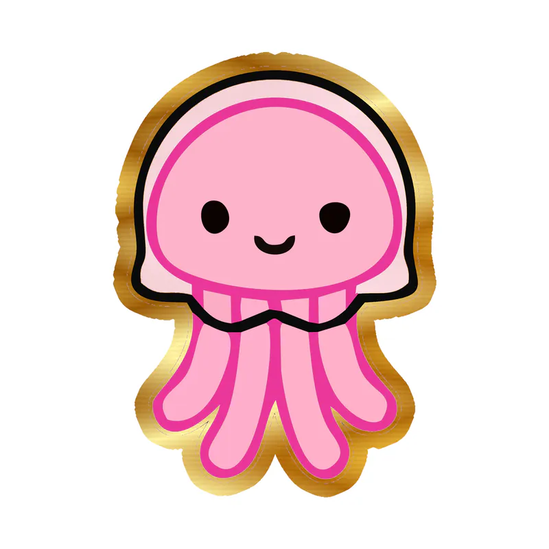 Jellyfish - Gold Chrome Vinyl Sticker - Custom Size