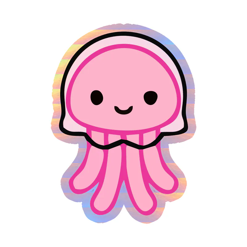 Jellyfish - Holographic Vinyl Sticker - Custom Size