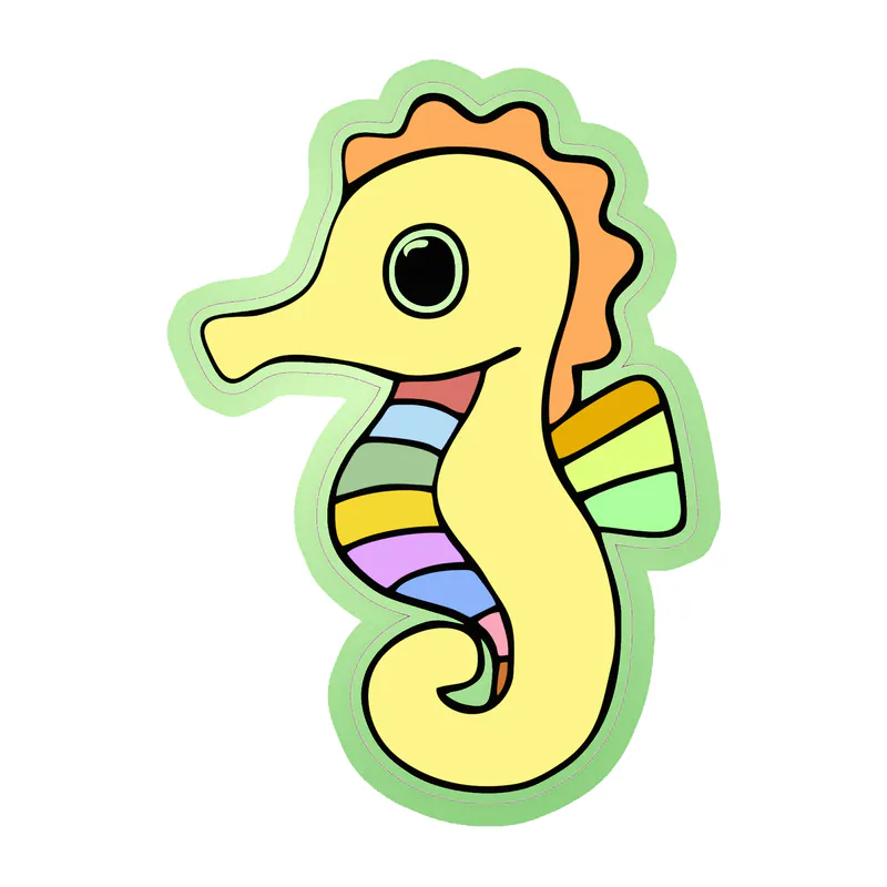 Yellow Seahorse - Glow in the Dark Vinyl Sticker - Custom Size