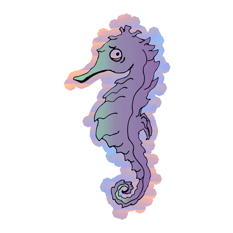 Purple Seahorse - Holographic Vinyl Sticker - Custom Size