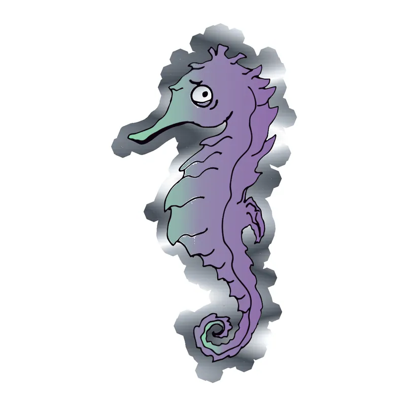 Purple Seahorse - Silver Chrome Vinyl Sticker - Custom Size