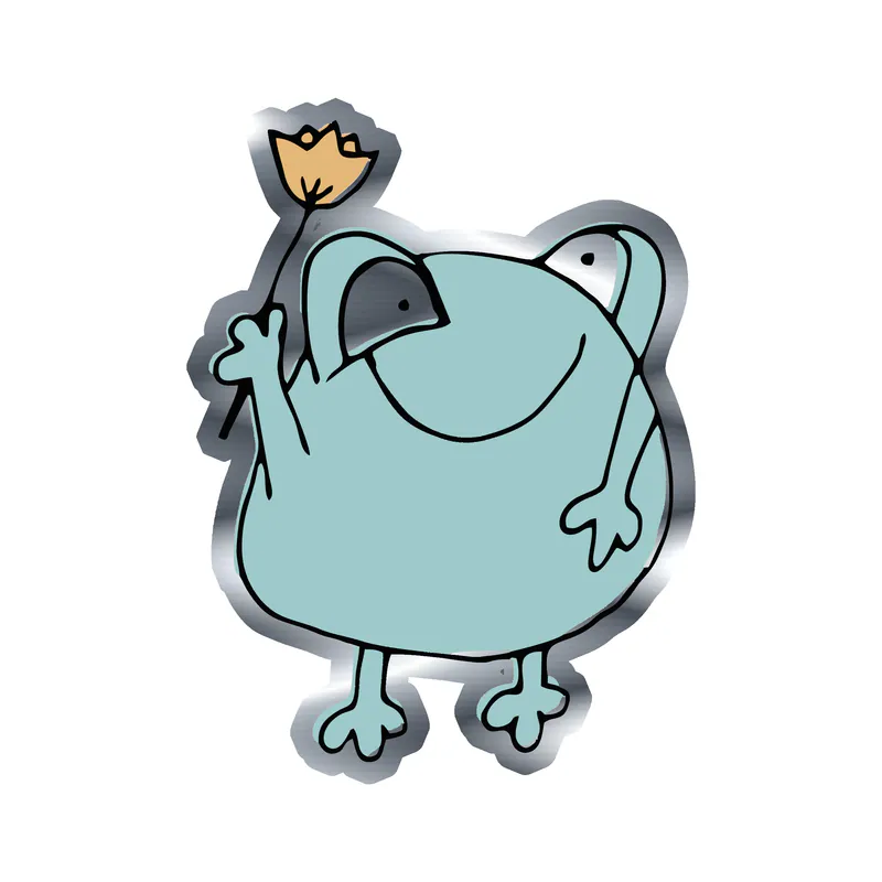 Frog - Silver Chrome Vinyl Sticker - Custom Size