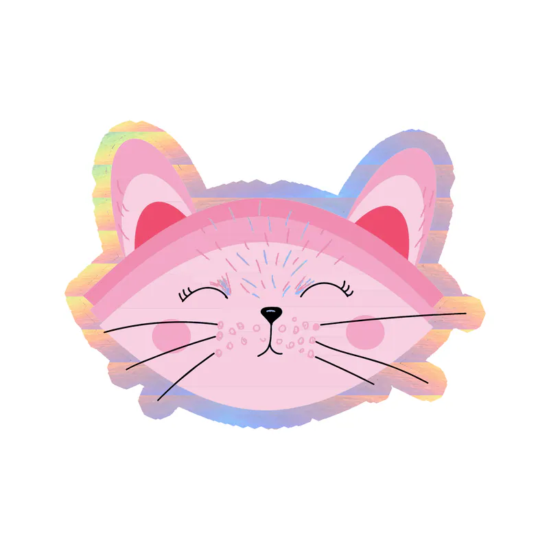 Pink Cat - Holographic Vinyl Sticker - Custom Size