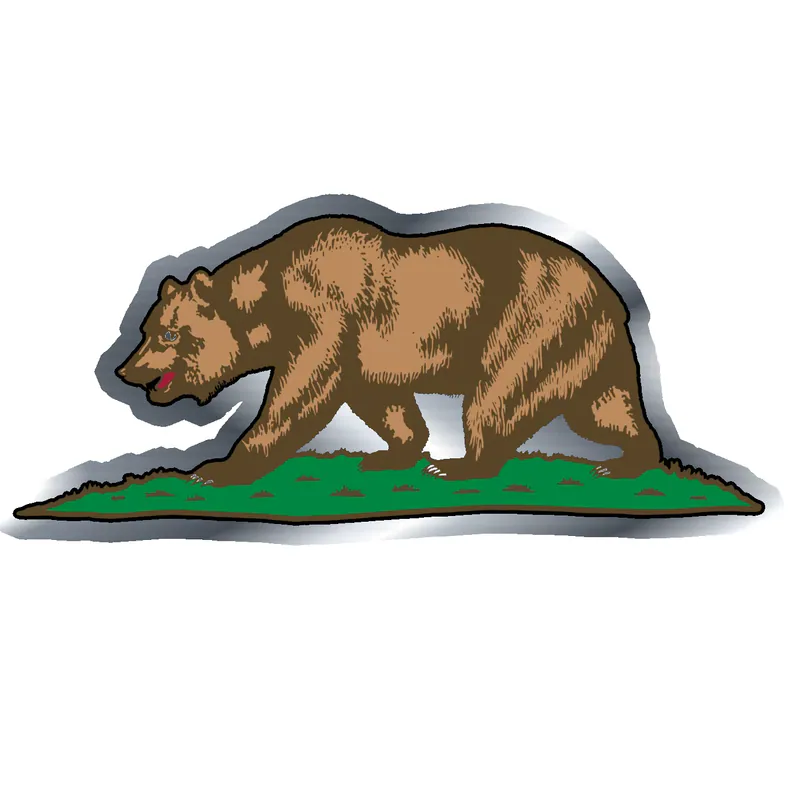 California Bear Silver Chrome Vinyl Decal