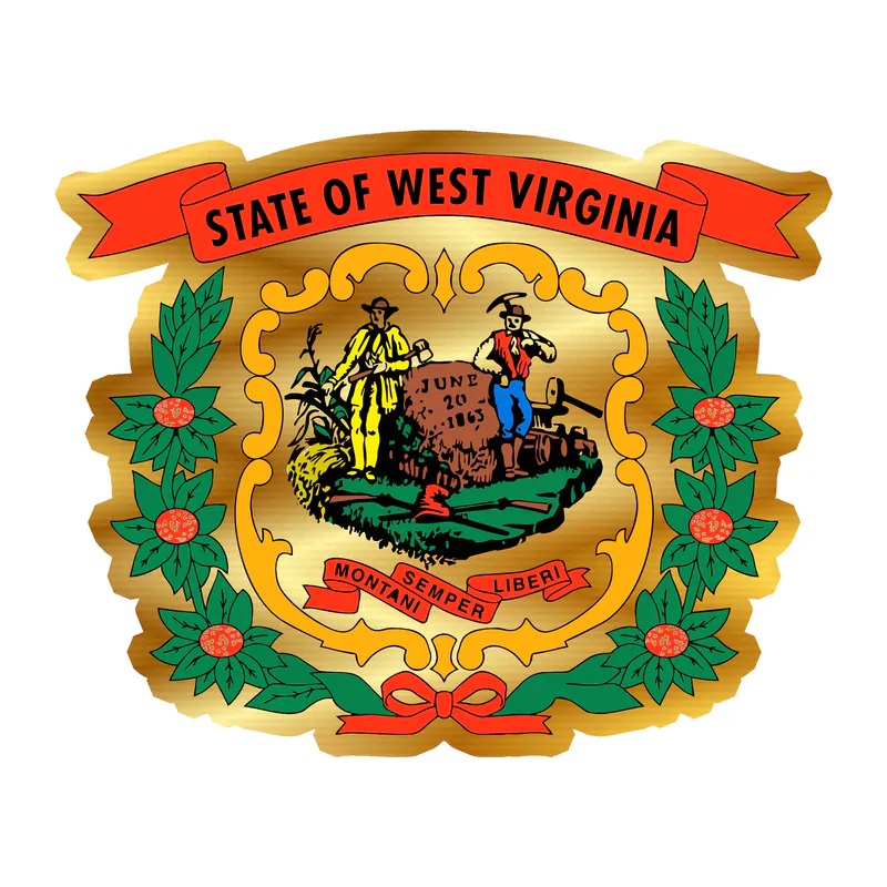 West Virginia Coat of Arms Gold Chrome Vinyl Decal