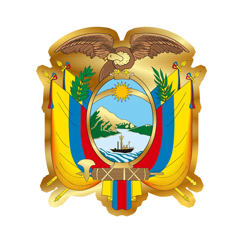 Ecuador Coat of Arms Gold Chrome Vinyl Decal