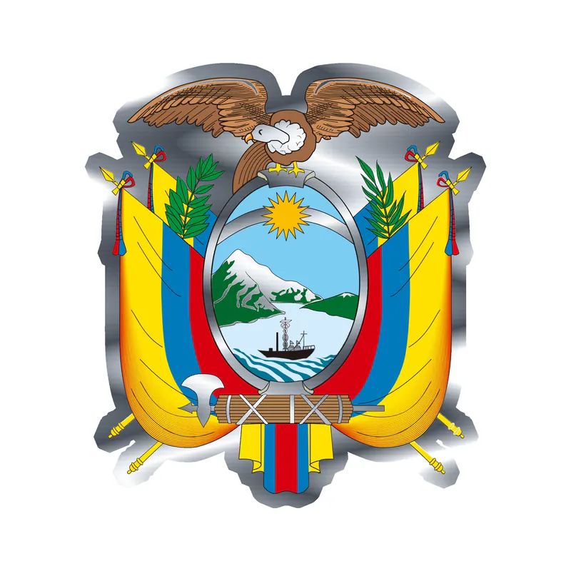 Ecuador Coat of Arms Silver Chrome Vinyl Decal