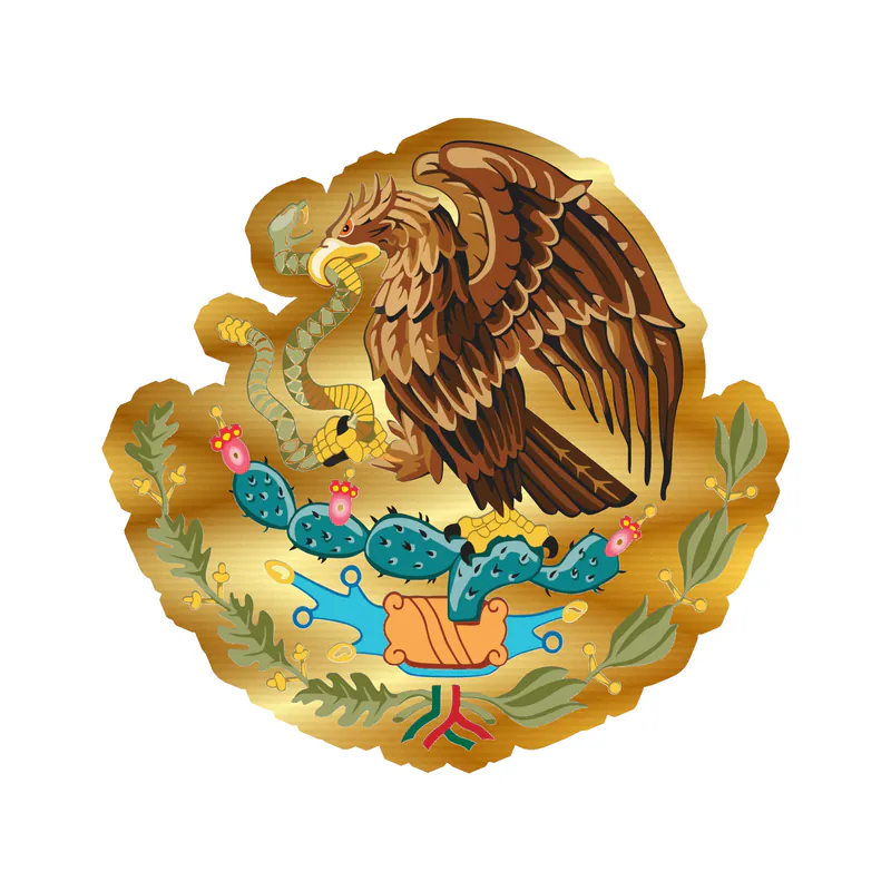 Mexico Coat of Arms Gold Chrome Vinyl Decal