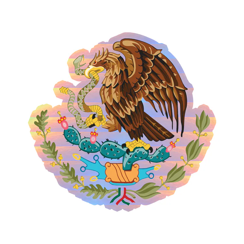 Mexico Coat of Arms Holographic Vinyl Decal