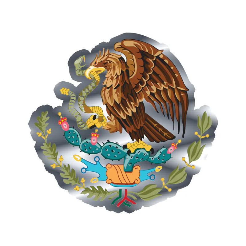 Mexico Coat of Arms Silver Chrome Vinyl Decal