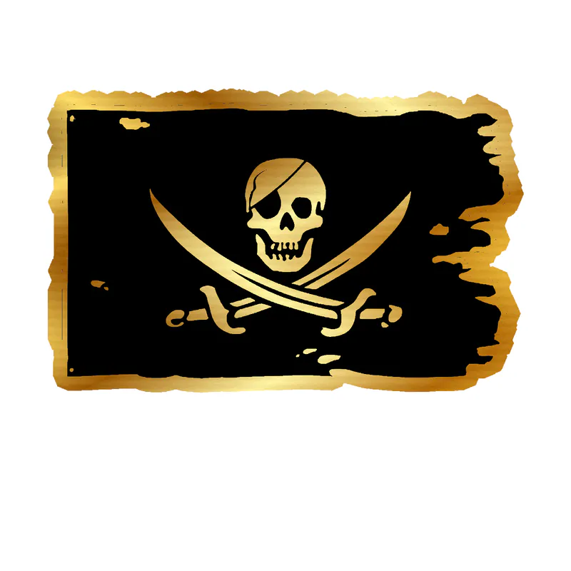 Jolly Roger Flag Gold Chrome Vinyl Decal