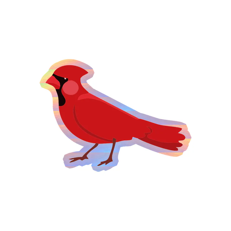 Bird - Cardinal - Holographic Vinyl Decal - Custom Size
