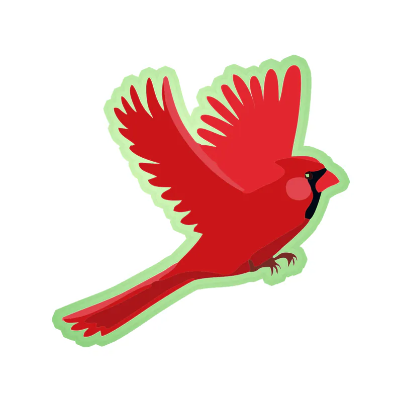 Bird - Cardinal - Glow in the Dark Vinyl Decal - Custom Size