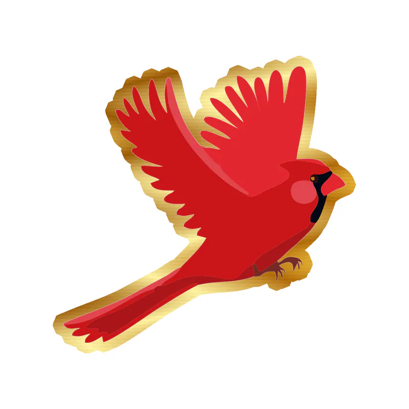 Bird - Cardinal - Gold Chrome Vinyl Decal - Custom Size