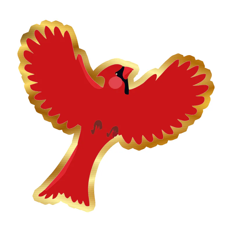 Bird - Cardinal - Gold Chrome Vinyl Decal - Custom Size