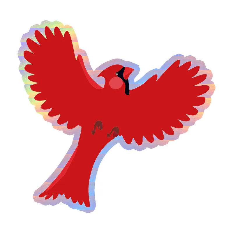 Bird - Cardinal - Holographic Vinyl Decal - Custom Size
