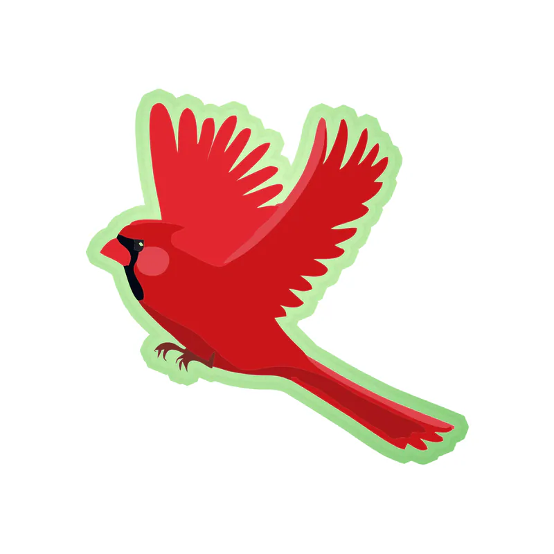 Bird - Cardinal - Glow in the Dark Vinyl Decal - Custom Size