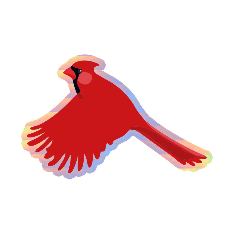 Bird - Cardinal - Holographic Vinyl Decal - Custom Size