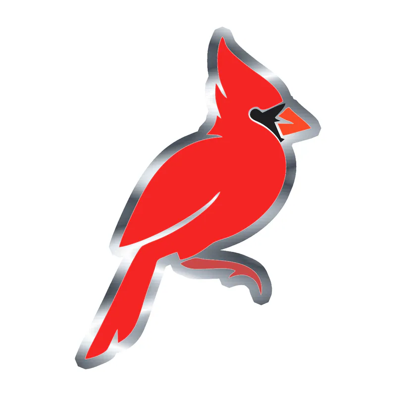 Bird - Cardinal - Silver Chrome Vinyl Decal - Custom Size