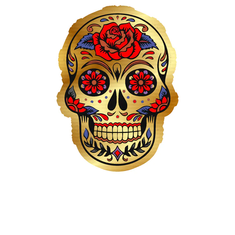 Sugar Skull - Gold Chrome Vinyl Decal