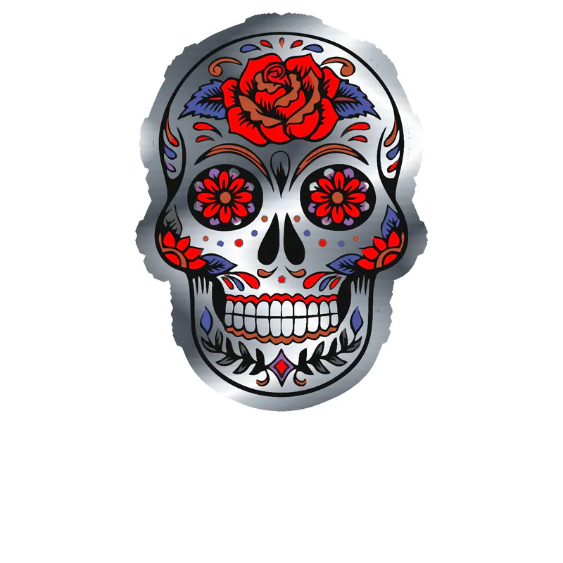 Sugar Skull - Silver Chrome Vinyl Decal