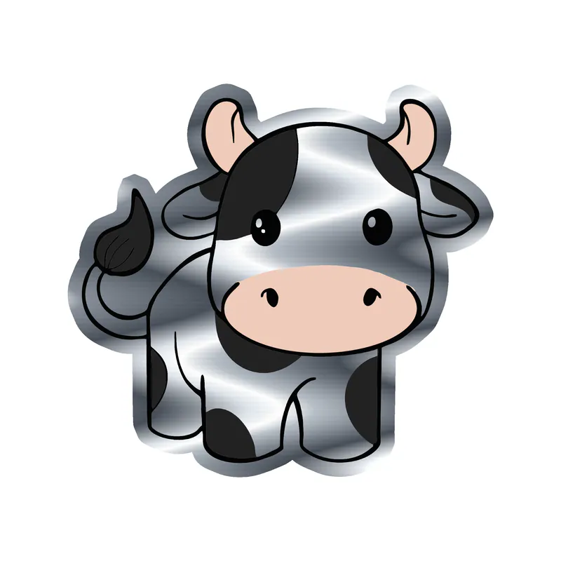 Cow Silver Chrome Vinyl Decal