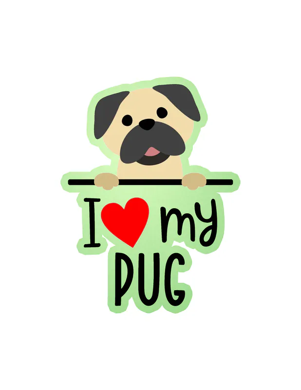 I Love My Pug - Dog Glow in the Dark Vinyl Decal