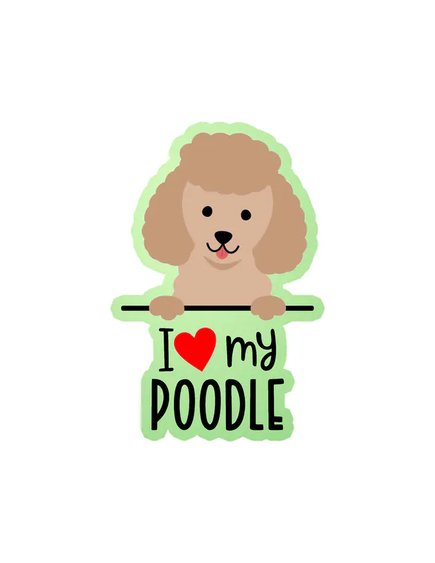 I Love My Poodle - Dog Glow in the Dark Vinyl Decal