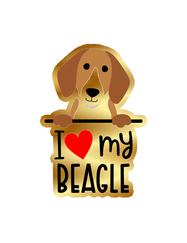 I Love My Beagle - Dog Gold Chrome Vinyl Decal