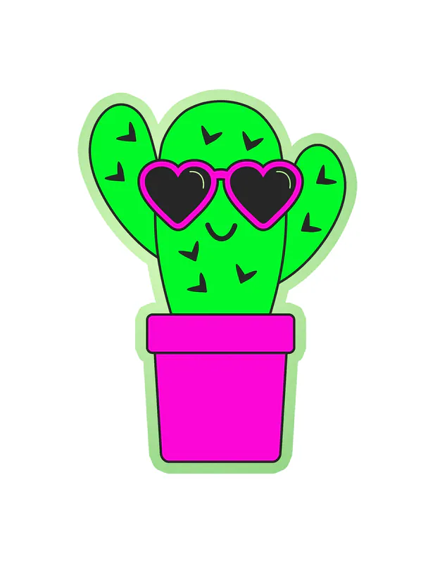 Cactus Glow in the Dark Vinyl Decal - Custom Size
