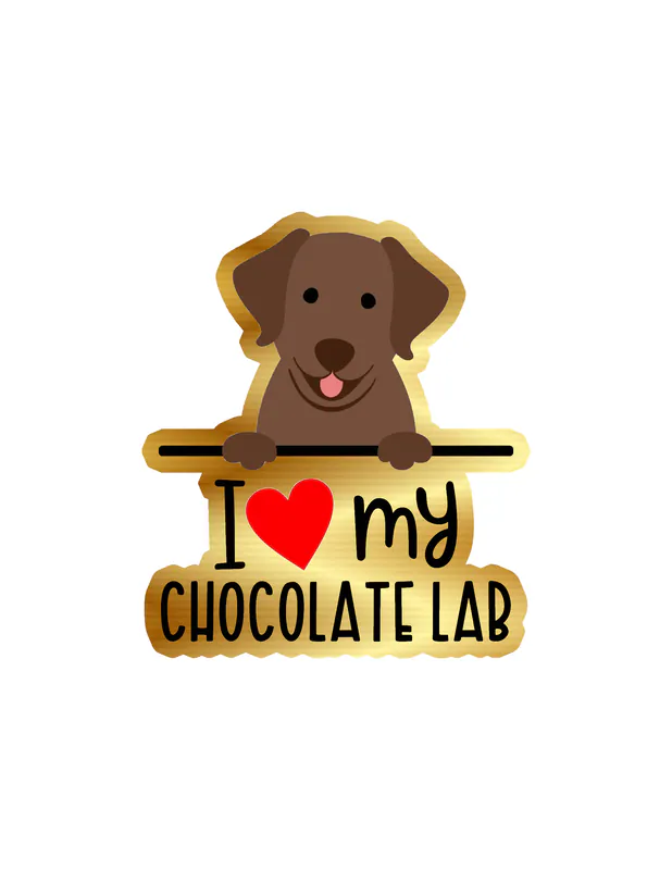 I Love My Chocolate Lab - Dog Gold Chrome Vinyl Decal