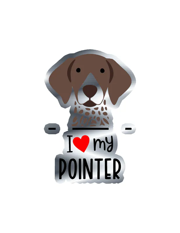 I Love My Pointer - Dog Silver Chrome Vinyl Decal