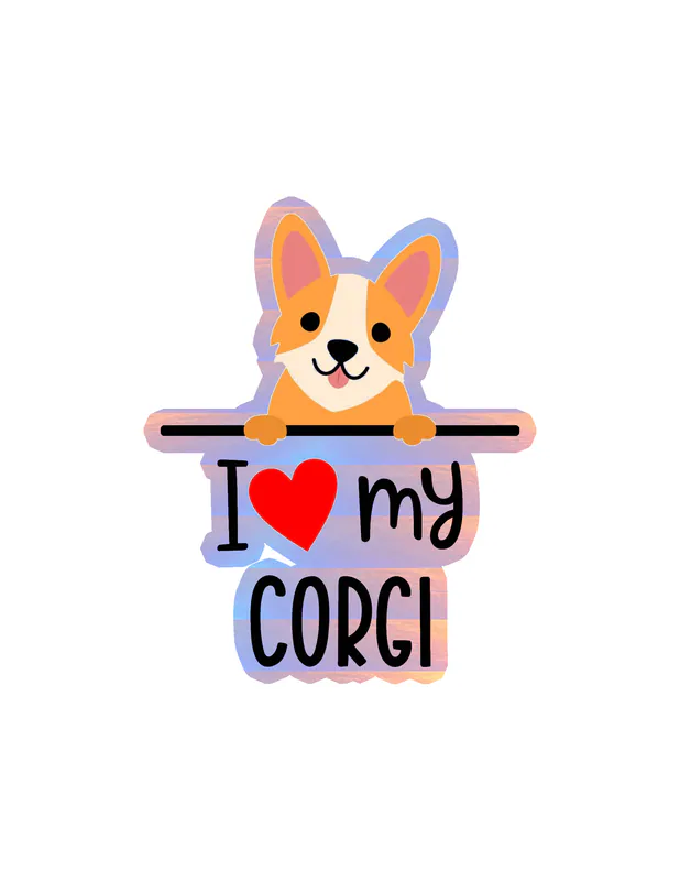 I Love My Corgi - Dog Holographic Vinyl Decal