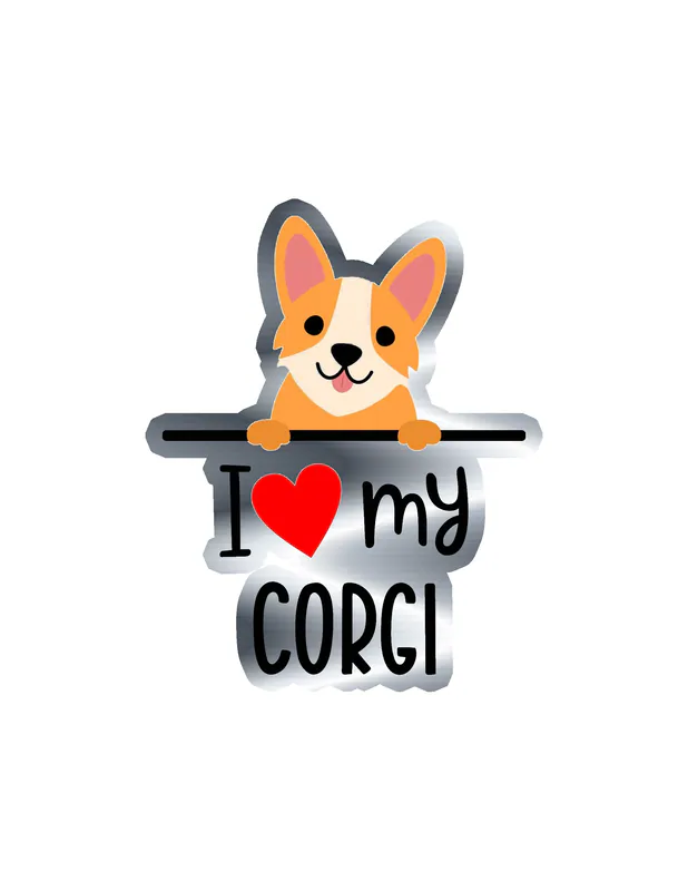 I Love My Corgi - Dog Silver Chrome Vinyl Decal