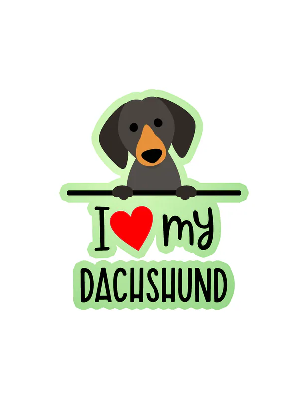 I Love My Dachshund- Dog Glow in the Dark Vinyl Decal