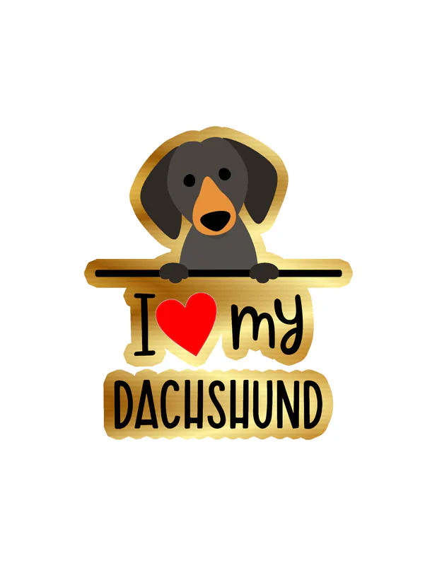 I Love My Dachshund- Dog Gold Chrome Vinyl Decal