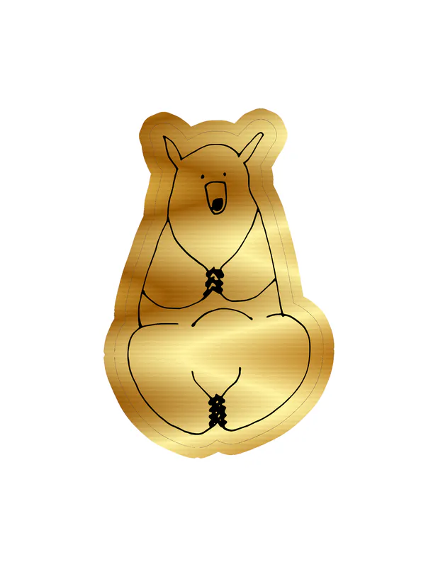 Bear Gold Chrome Vinyl Decal - Custom Size