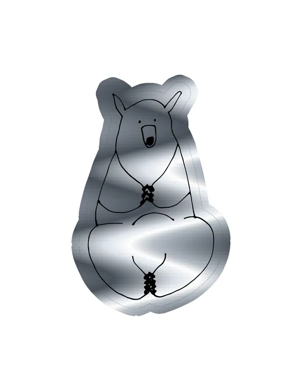 Bear Silver Chrome Vinyl Decal - Custom Size