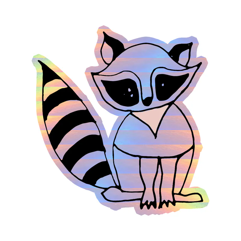 Racoon Holographic Vinyl Decal - Custom Size
