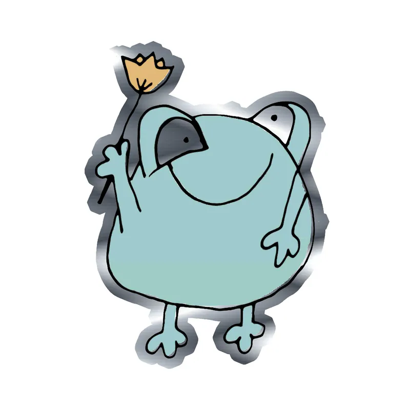 Frog Silver Chrome Vinyl Decal - Custom Size