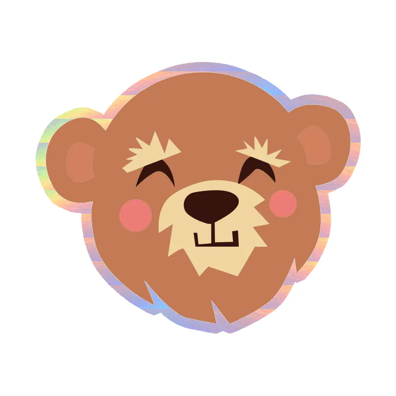 Bear Holographic Vinyl Decal - Custom Size