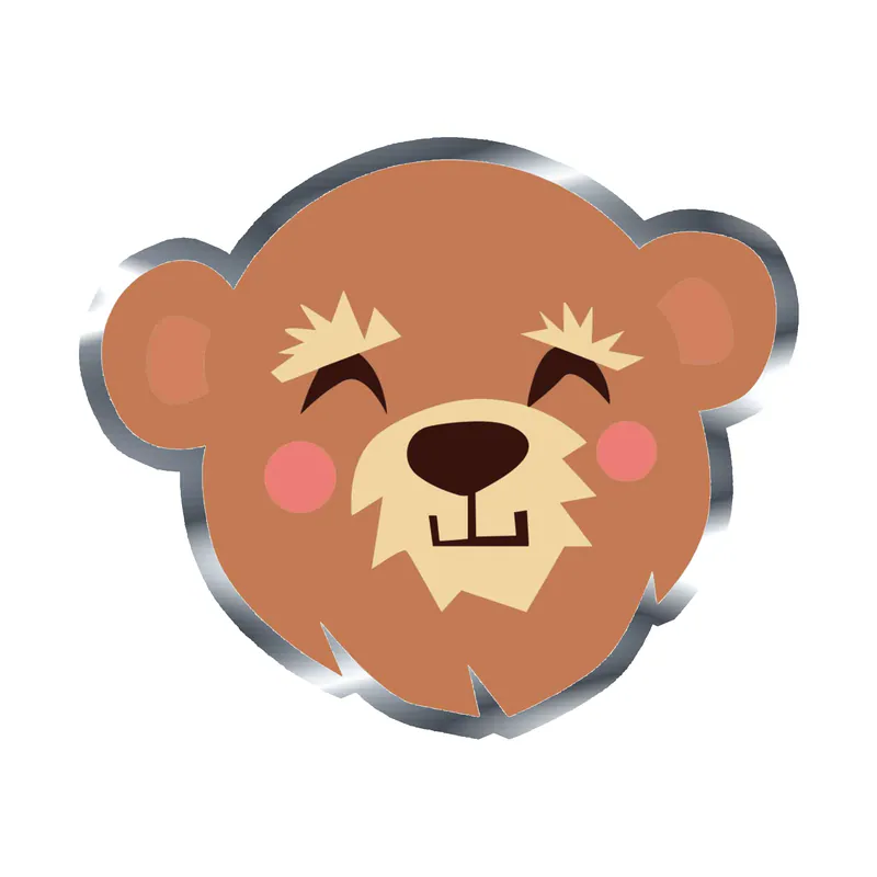 Bear Silver Chrome Vinyl Decal - Custom Size