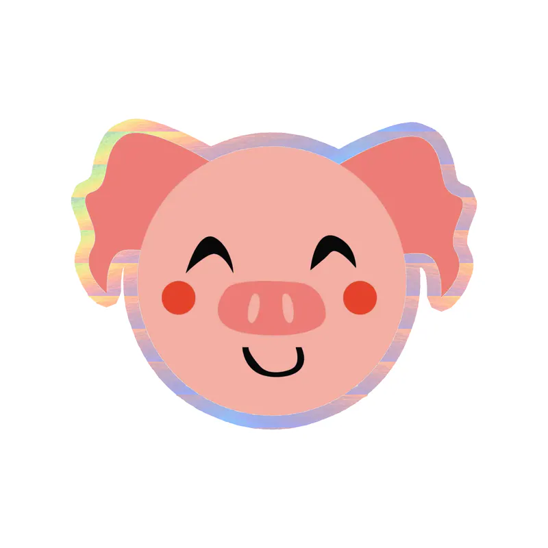 Piggy Holographic Vinyl Decal - Custom Size