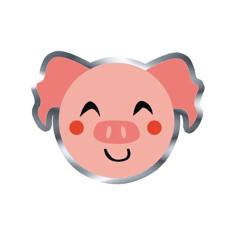 Piggy Silver Chrome Vinyl Decal - Custom Size