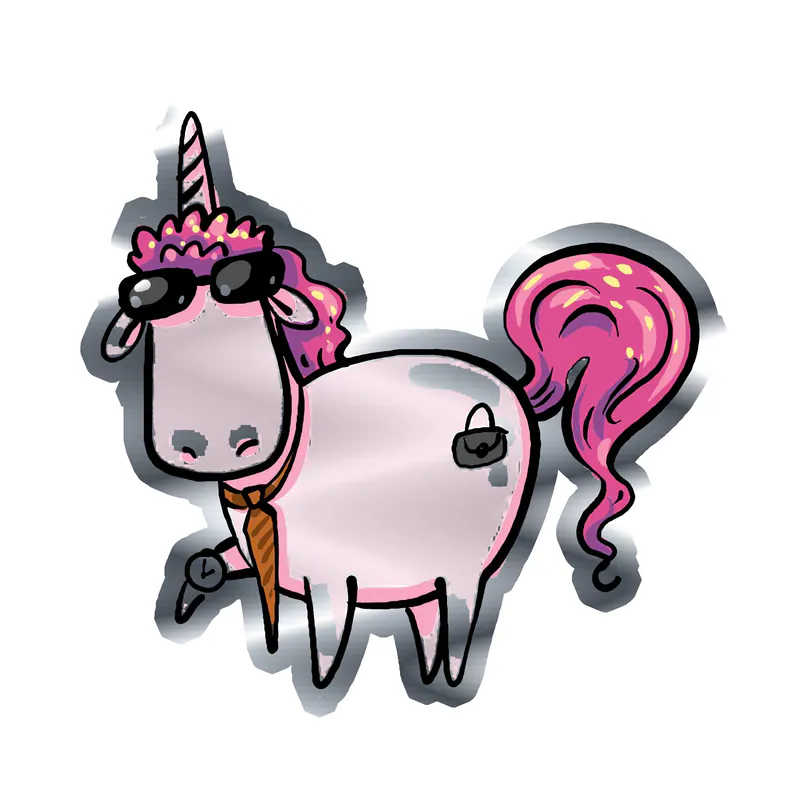 Unicorn Silver Chrome Vinyl Decal - Custom Size
