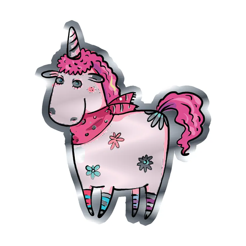 Unicorn Silver Chrome Vinyl Decal - Custom Size