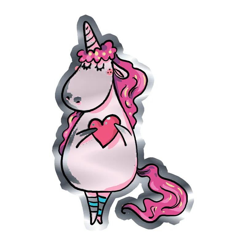 Unicorn Silver Chrome Vinyl Decal - Custom Size