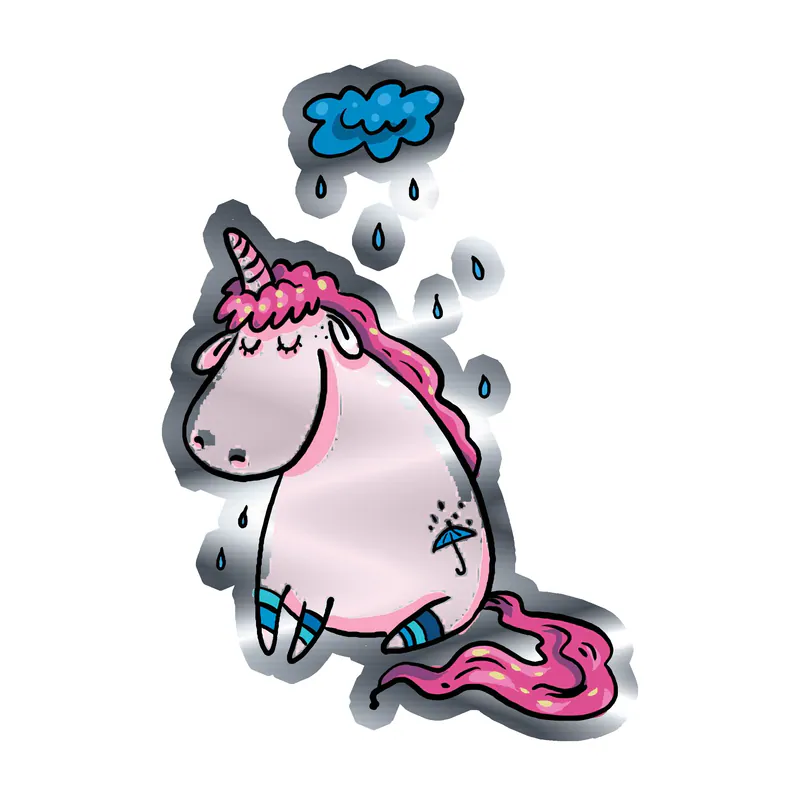 Unicorn Silver Chrome Vinyl Decal - Custom Size